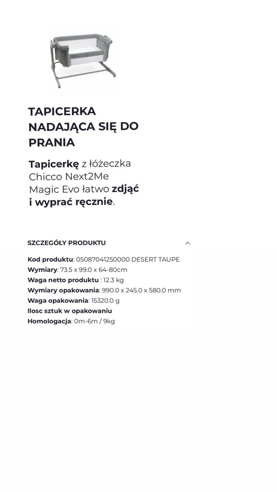 Łóżeczko dostawne Chicco Next2Me Magic Evo desert taupe