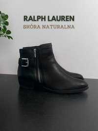Ralph Lauren botki skórzane skóra naturalna botki czarne shelli 39