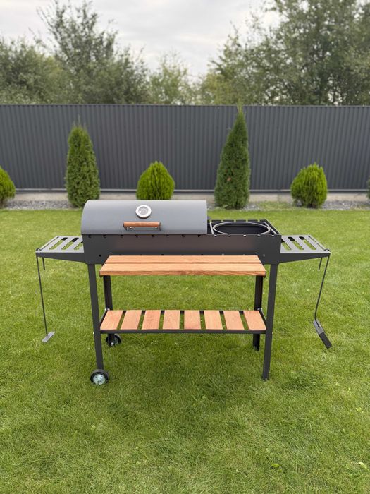 покращений варіант мангалу! гриль-барбекю, метал 5мм, з термометром!