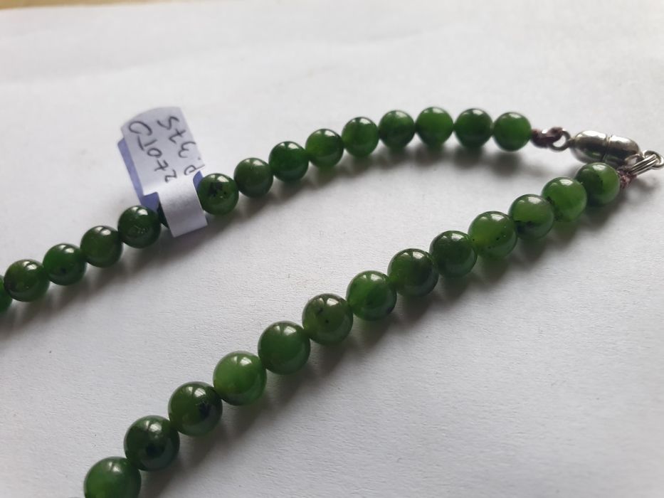 Złoty naszyjnik nefryt kolia wisior  korale złoto 375 rękodzieło