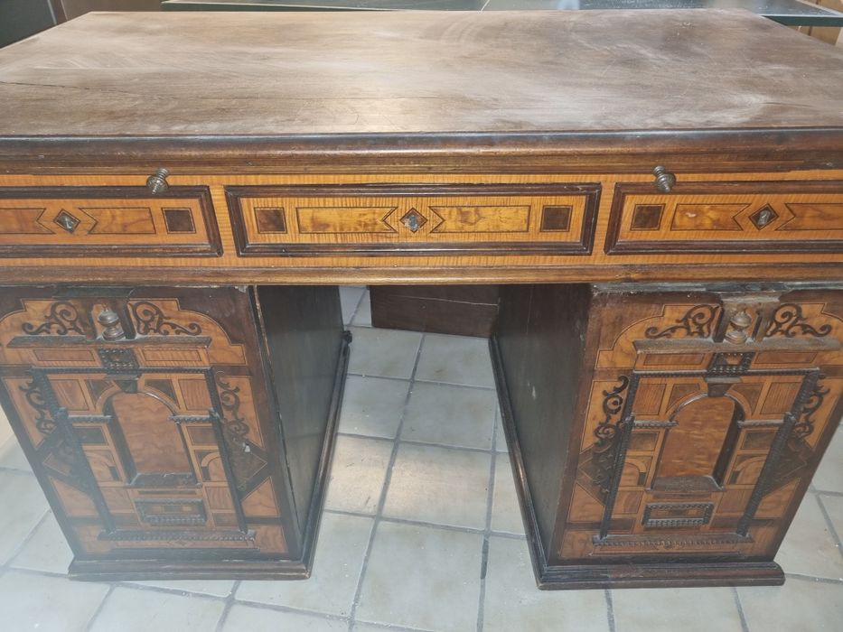 Antyczne, zabytkowe biurko dwustronne