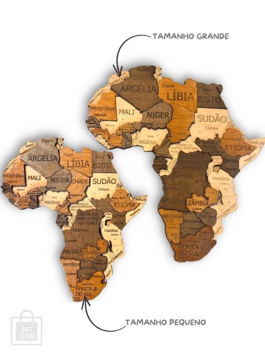 Mapa Mundo em Madeira 3D - Ediçao Premium Colorida