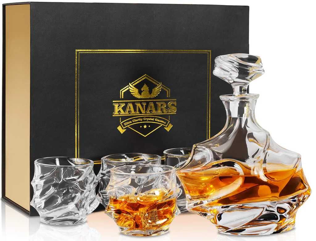 KANARS Zestaw Szklanki oraz Karafka do Whisky 750 ml SZKLANKI 4×320 ml