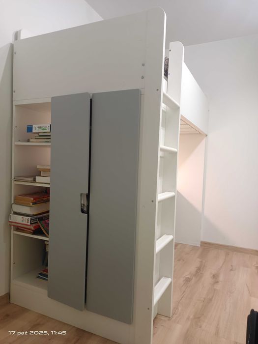 Łóżko piętrowe IKEA SAMSTAD 3w1 biurko szafa komoda na antresoli
