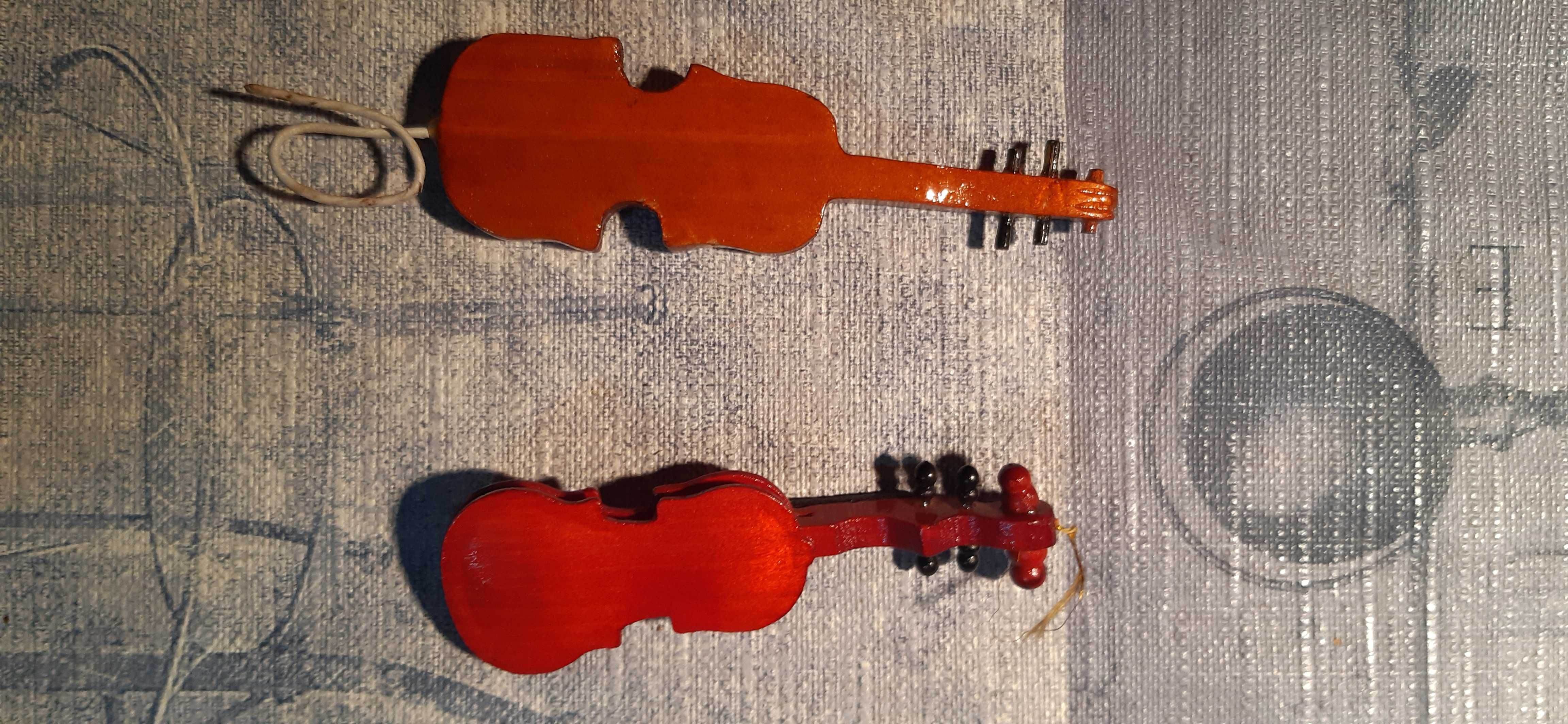 2 małe ozdobne instrumenty dla kolekcjonerów, wiolonczela