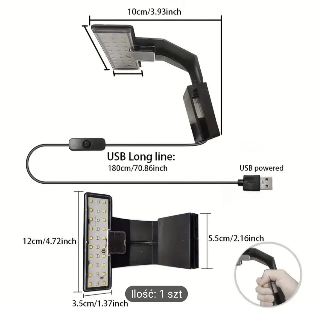 Oświetlenie LED do akwarium 7 watt USB