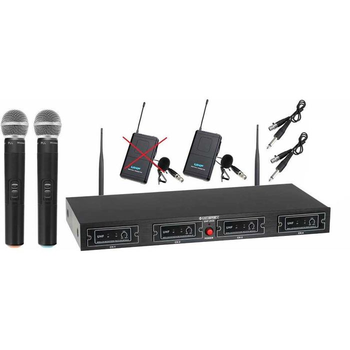 Zestaw mikrofonów bezprzewodowych McGrey UHF-2V2I stacja 4 kanałowa