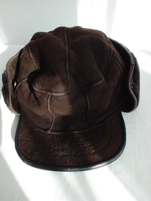 czapka z nausznikami, skura owcza