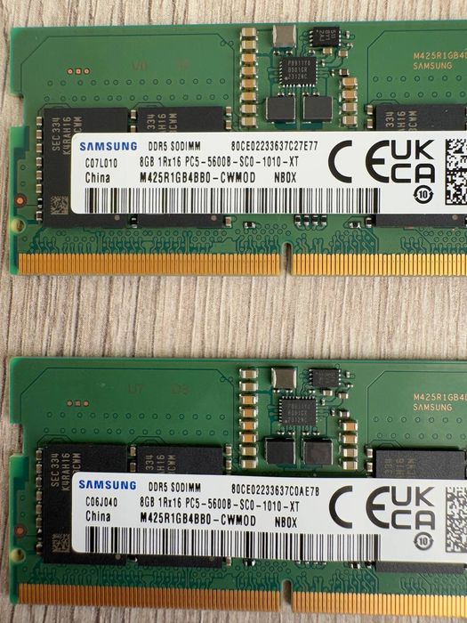 Оперативна памʼять Samsung DDR5 SODIMM 2×8GB 4800 MHz (M425R1GB4BB0)