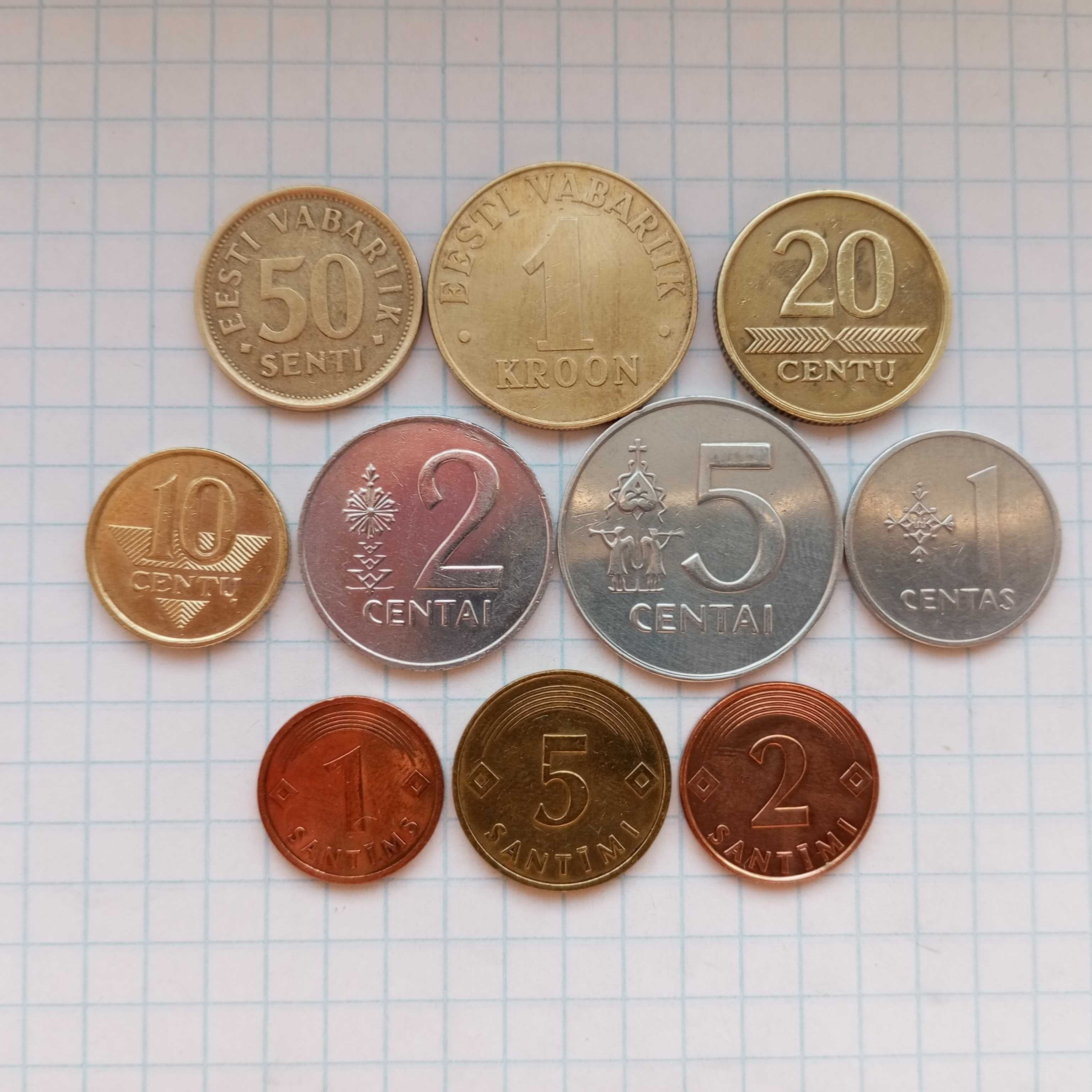 Продам набор монет Прибалтика, Финляндия, Казахстан,ЮАР