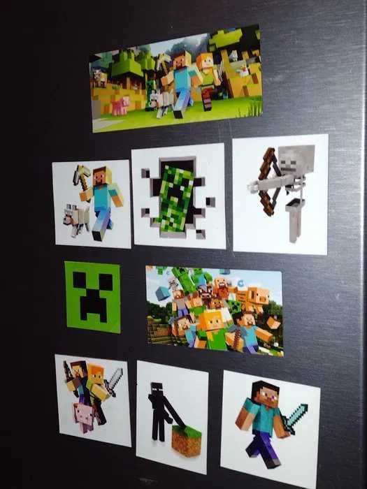 Magnesy na lodówkę MINECRAFT + GRATIS Naklejki Creeper