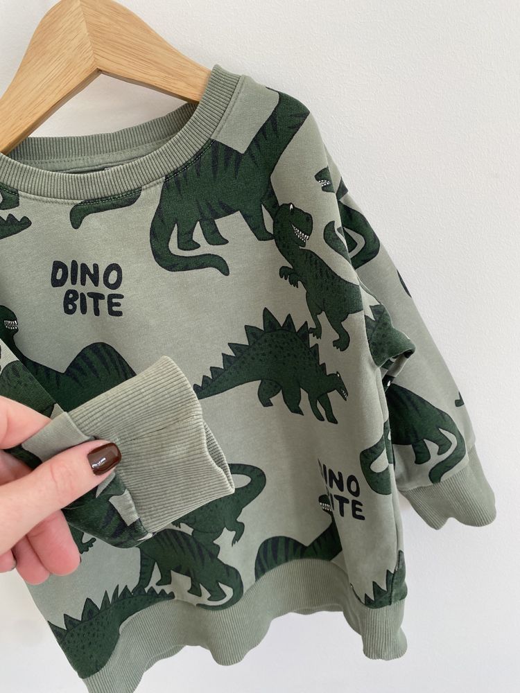 Bluza lindex 92 zielona w dinozaury