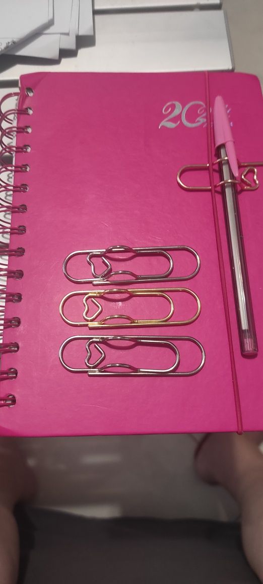 Prendedor em metal da caneta às agendas, livros ou cadernos, novo.