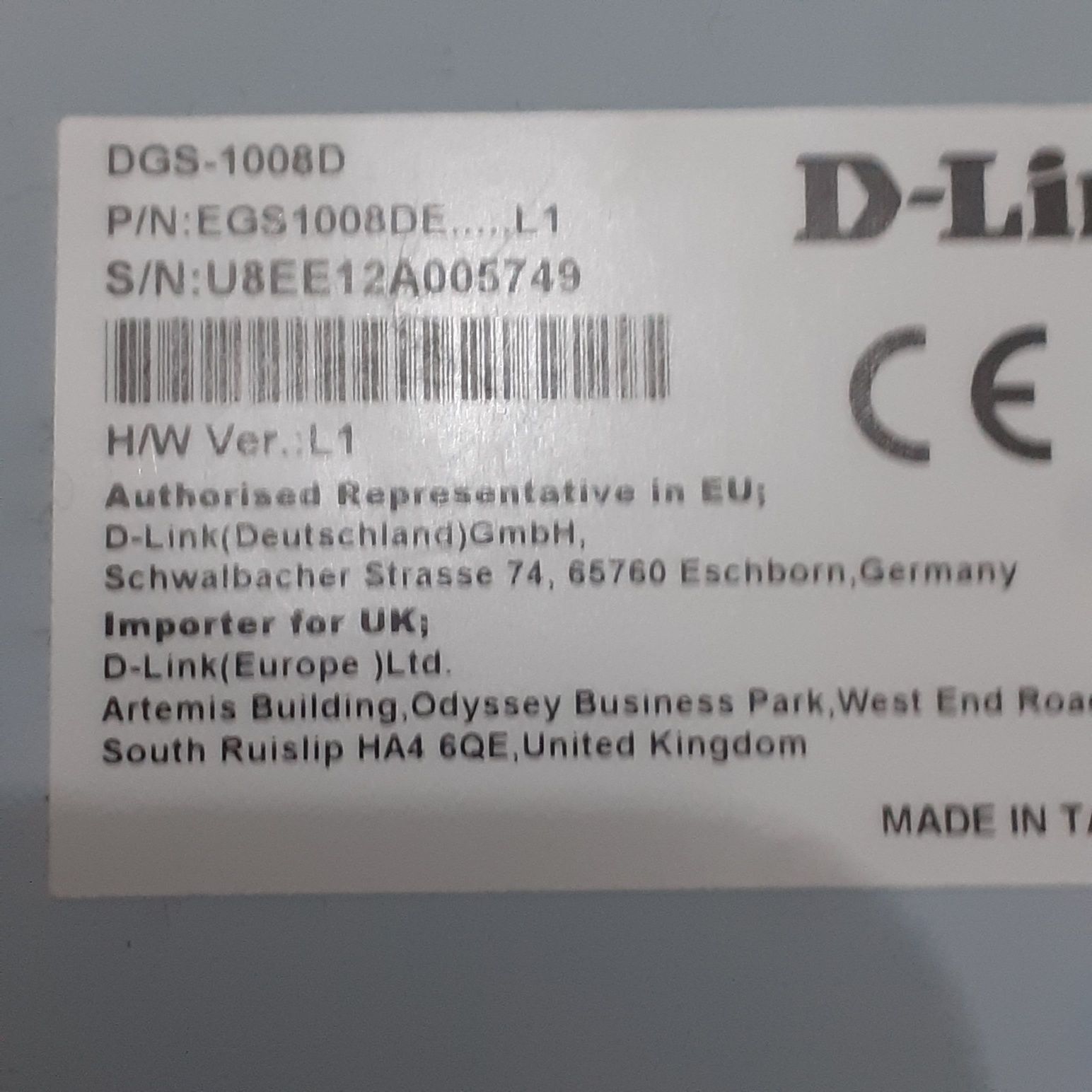 D LINK 8 portowy przełącznik gigabitowy