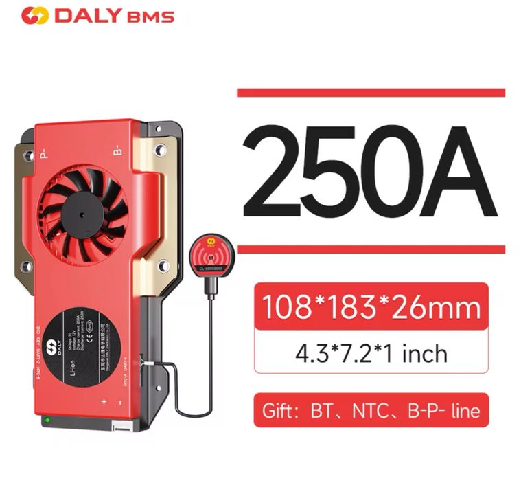 BMS плата DaLy Lifepo4 48V 16S 250A + Bluetooth
