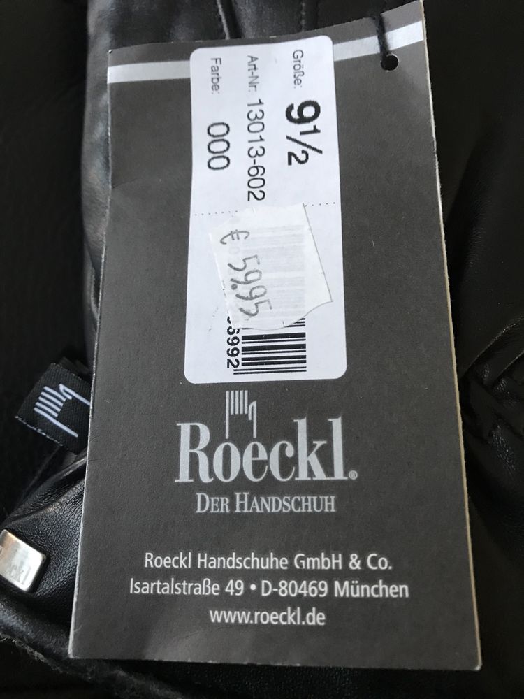 Rękawiczki skóra czarne nowe Roeckl 9/1/2
