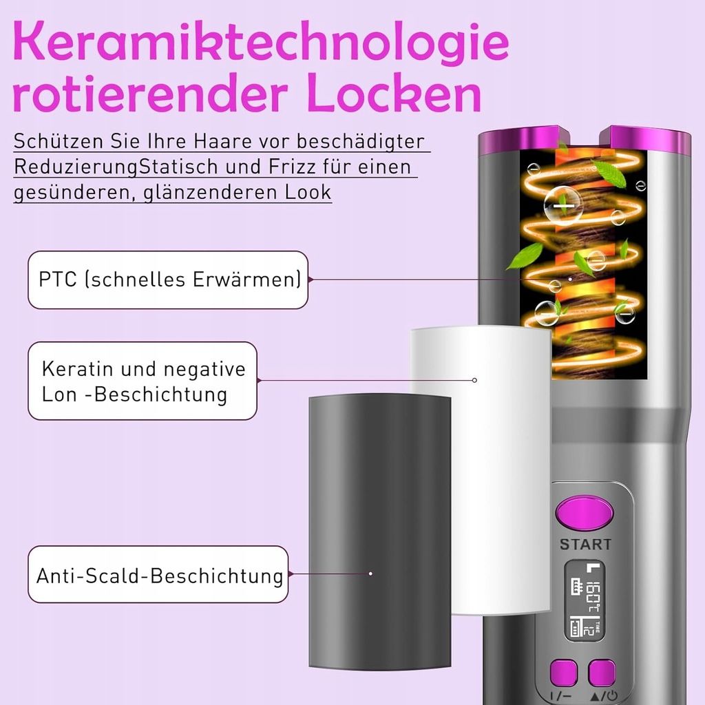 Loefme Lokówka automatyczna - 6 temp. obrotowa, LED