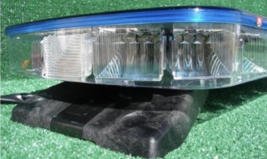 Luz de emergência azul e sirene