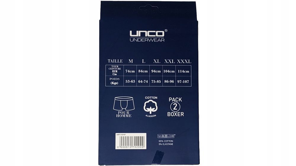 Majtki Bokserki Unco Underwear 2-Pak Bawełna R. L (84 Cm)