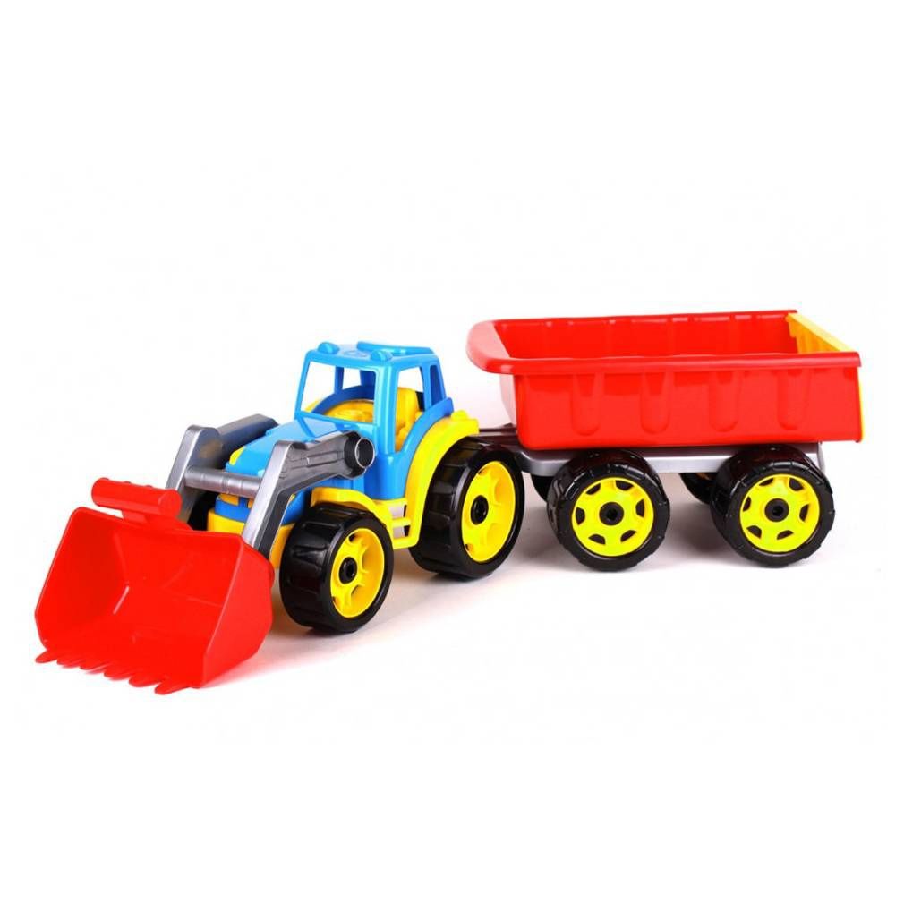 Игрушечный трактор с ковшом и прицепом 3688TXK