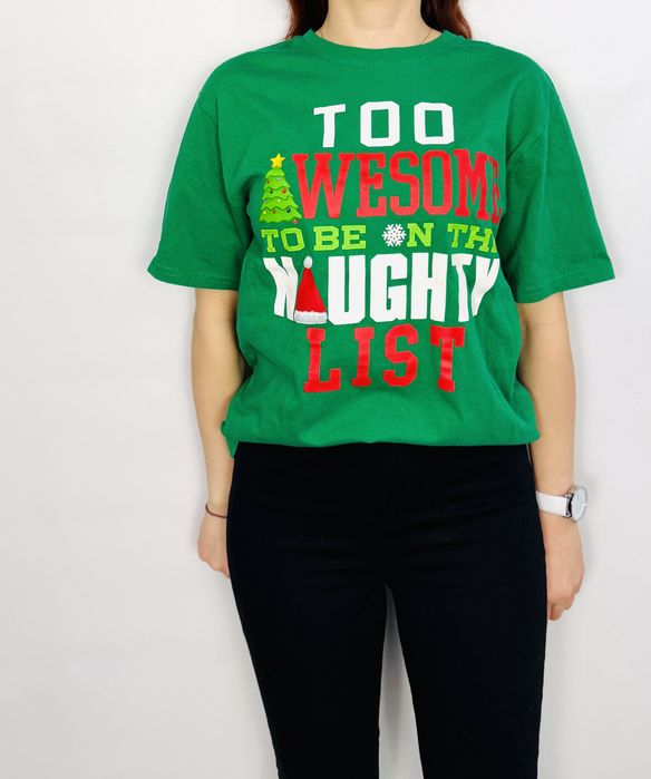 Zielony t-shirt świąteczny z napisem XL 42