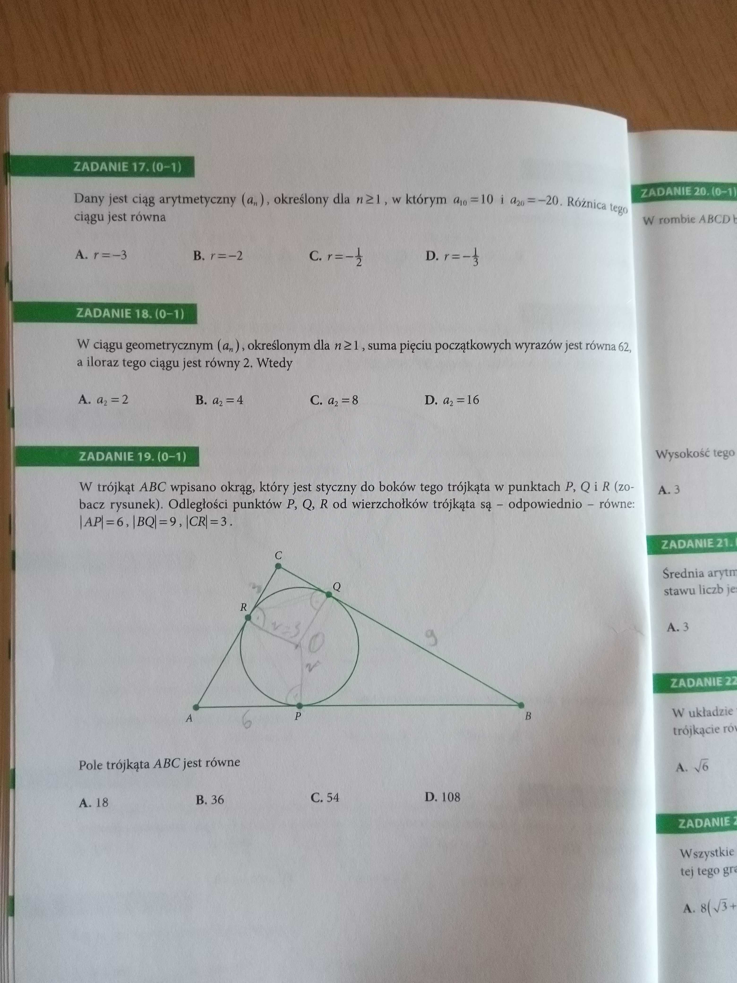 Matura z matematyki trening ćwiczenia z odpowiedziami