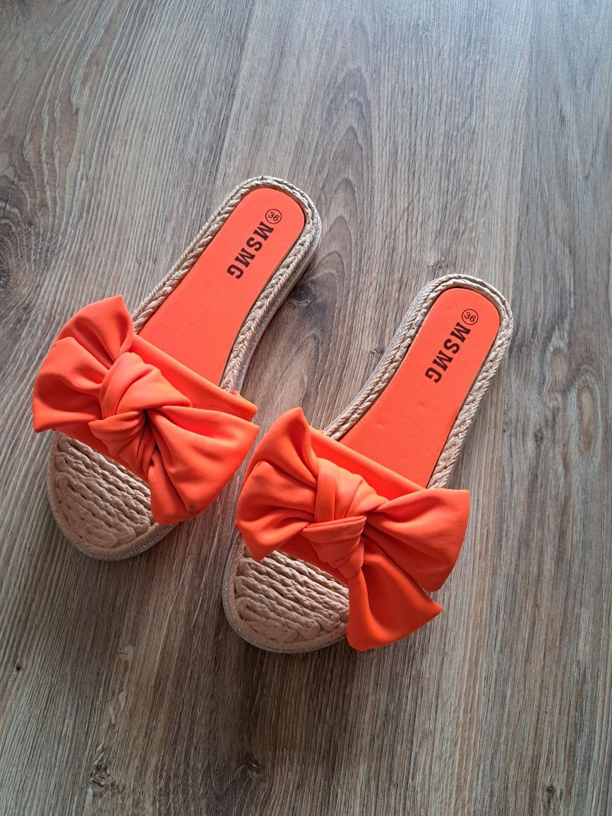 Klapki buty neonowe pomaranczowe 36