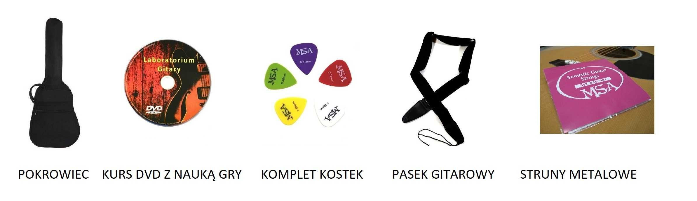 Gitara akustyczna Czarny matt z cutway + dodatki Sklep Ursynów!