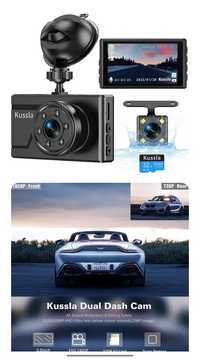 Видеорегистратор Dash Cam спереди и сзади, Kussla FHD 1080P Pro Dash