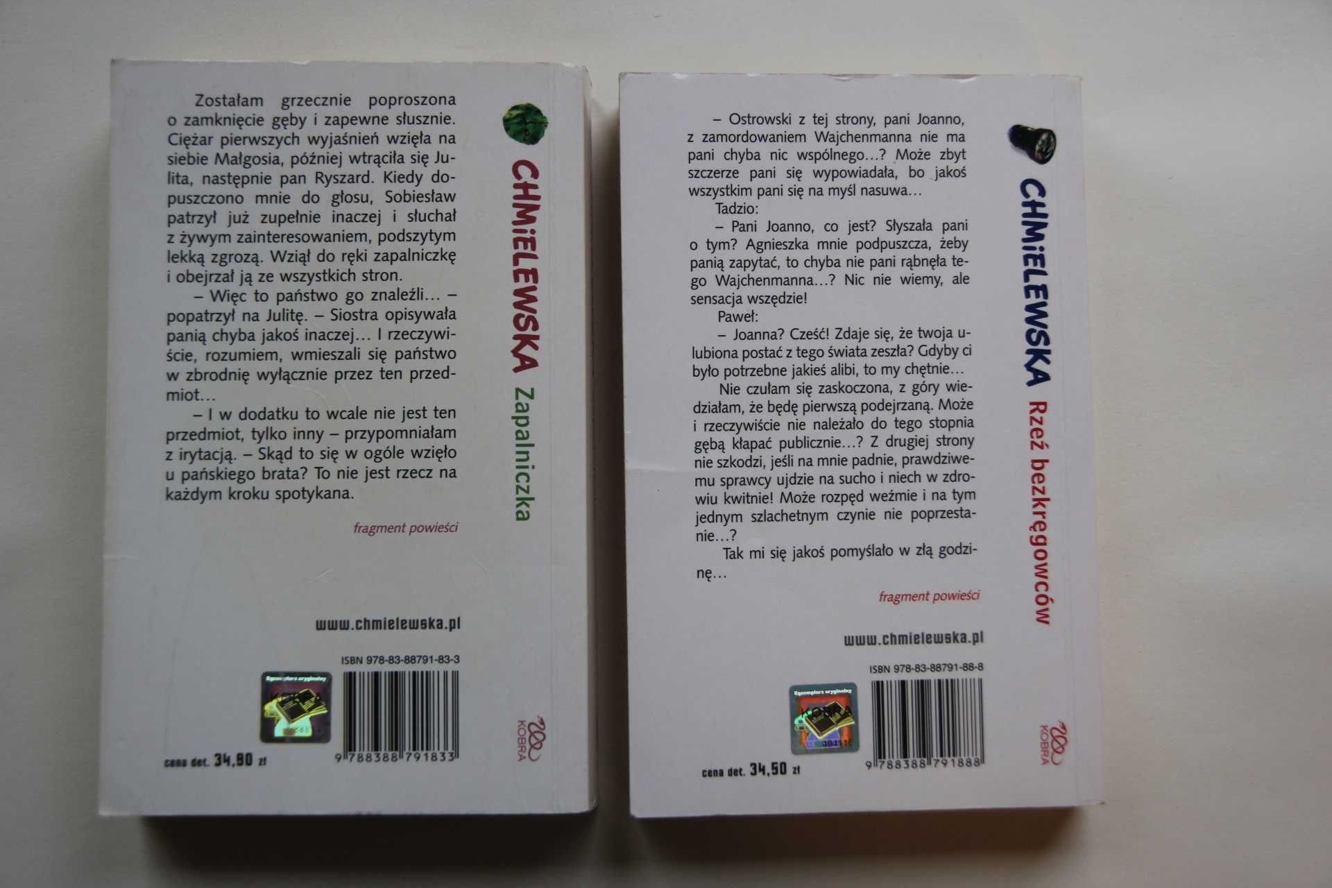 Chmielewska 2 książki Rzeź bezkręgowców i Zapalniczka