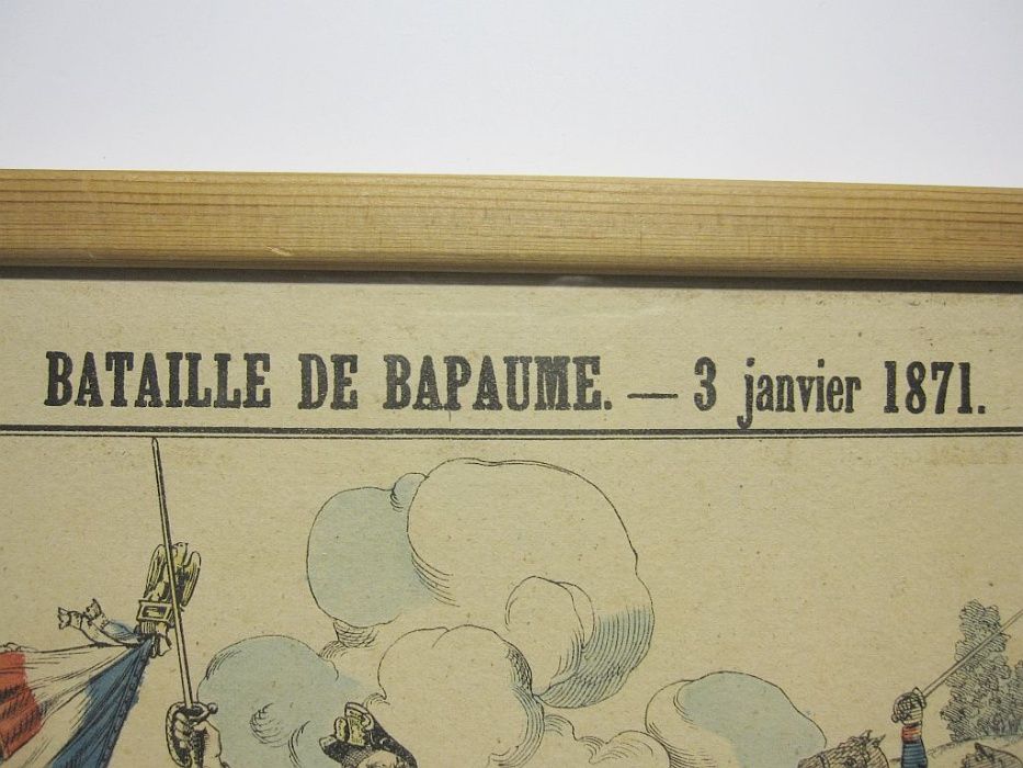 antiga gravura francesa da batalha de Bapaume 1871 emoldurada