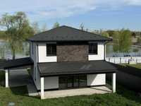 Новий сучасний будинок біля річки в Козині