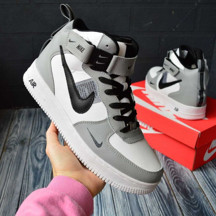 Nike Air Force 1 Mid White Gray кросівки чоловічі найк кроссовки