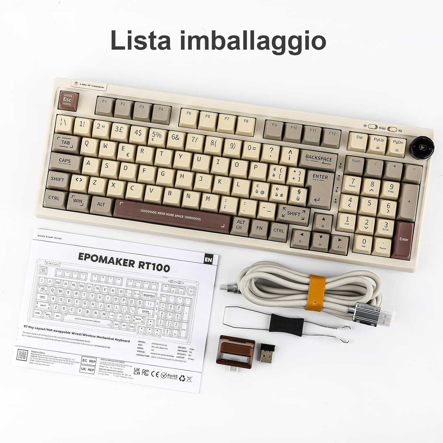Klawiatura mechaniczna Epomaker RT100 Gateron Yellow Pro QWERTZ