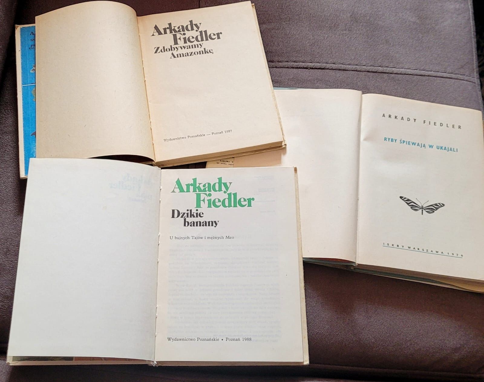 3 książki A. Fiedler - Dzikie banany, Zdobywamy Amazonkę, Ryby śpiewaj