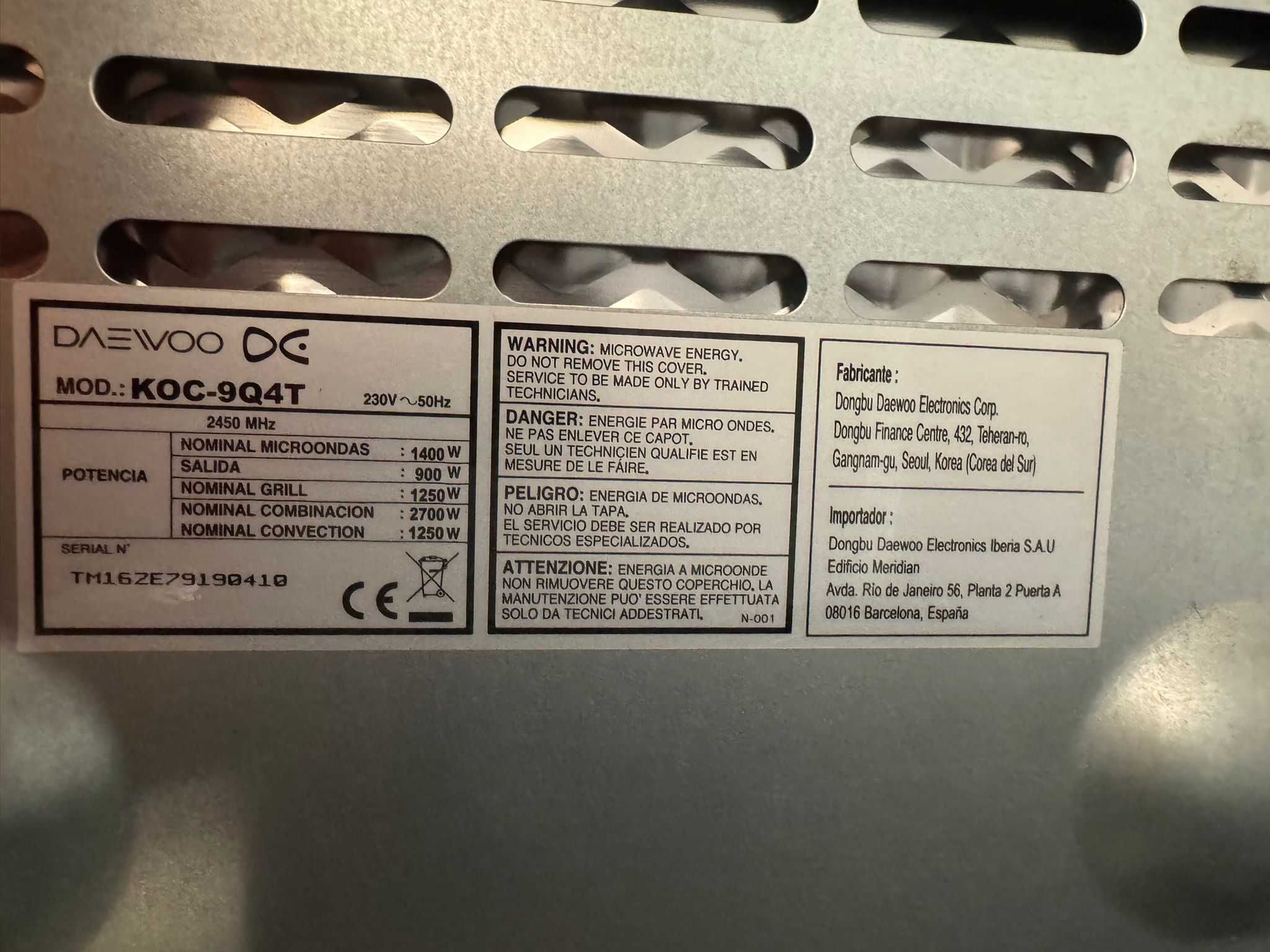 Microondas com Grill Daewoo KOC-9Q4T