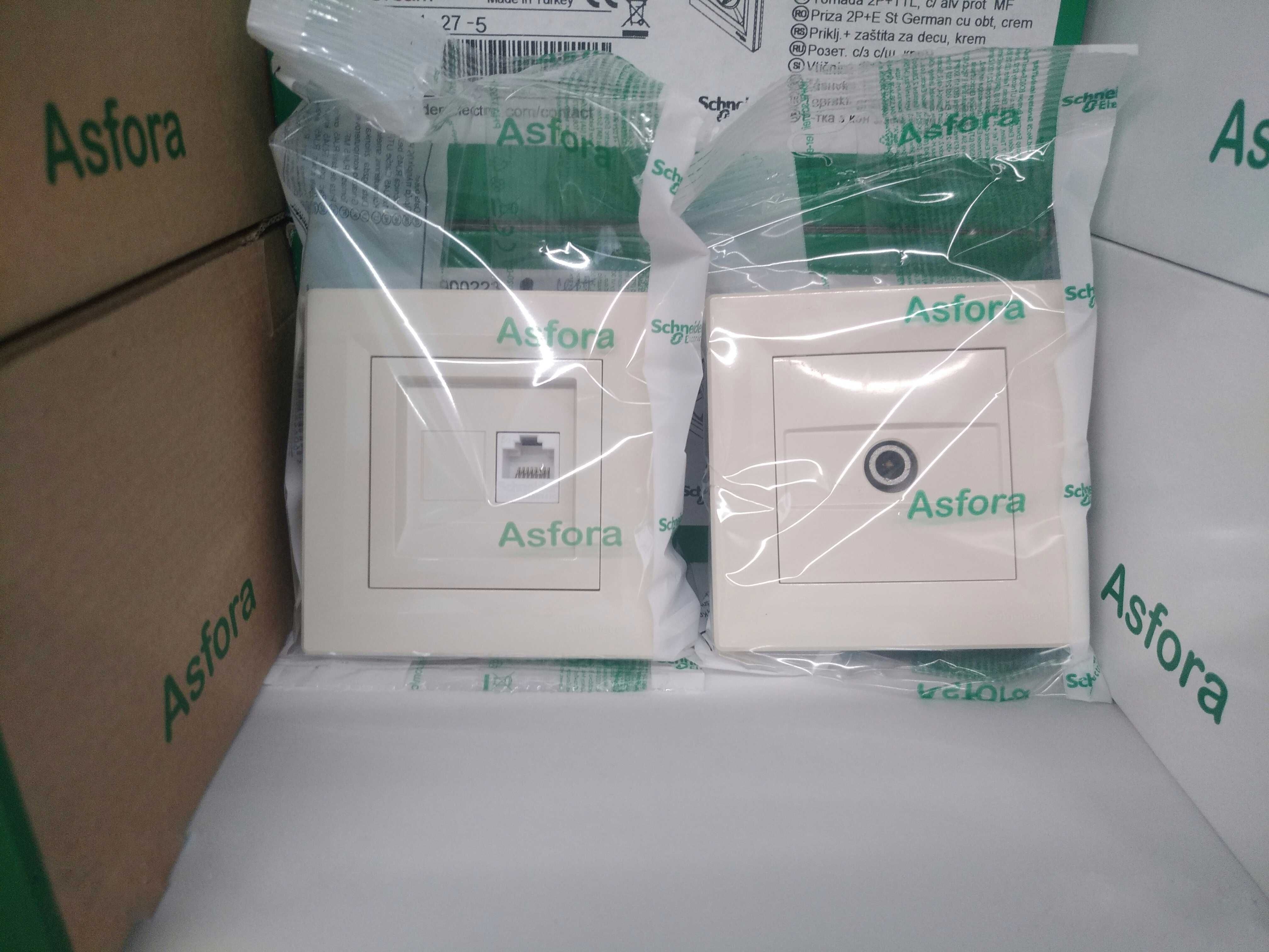Розетка, выключатель. Шнайдер Асфора Крем (Schneider Electric Asfora)