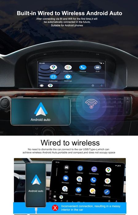 Adaptador sem fios para carro Android plug & play SELADO