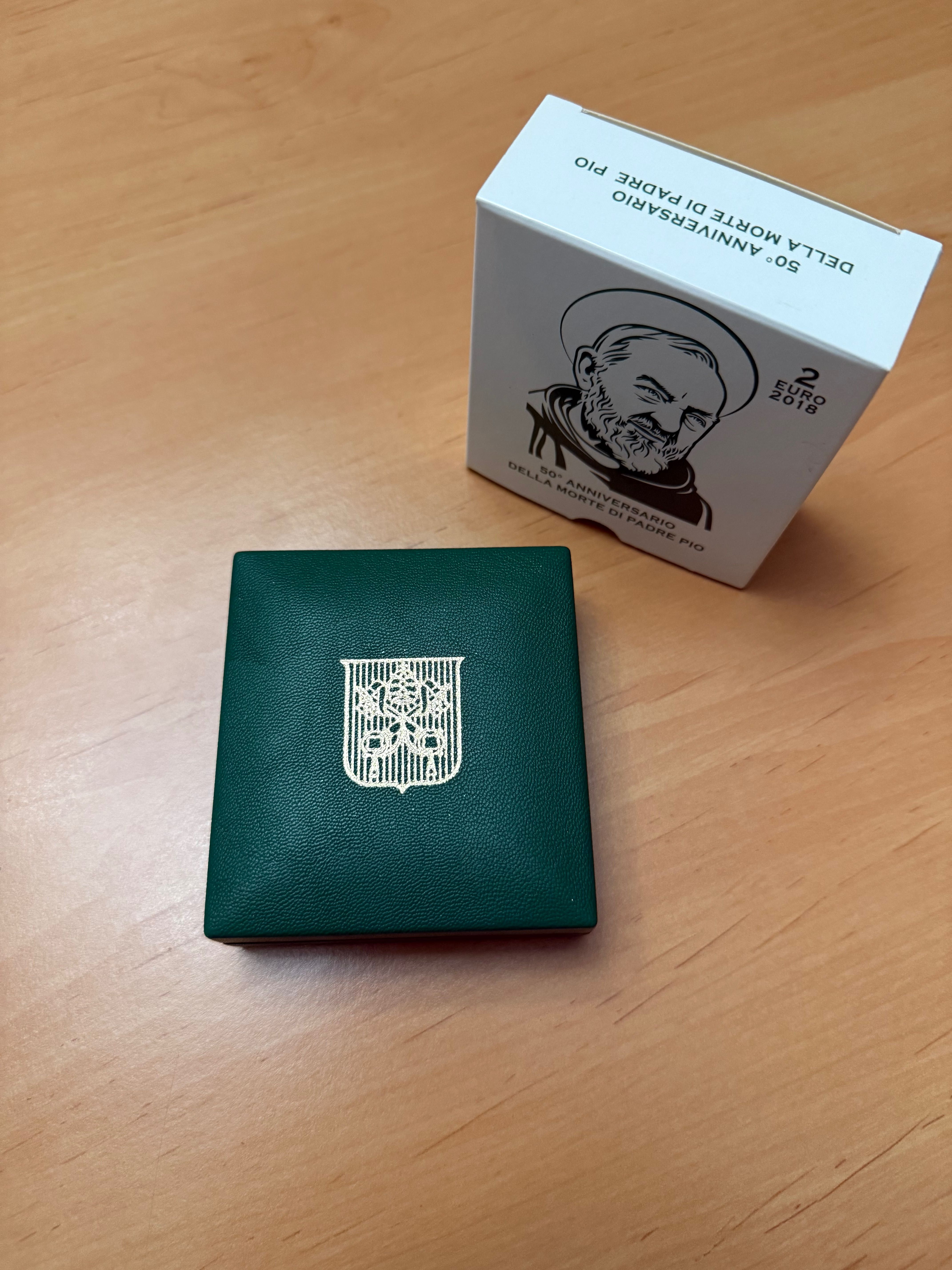 Moeda 2€ Vaticano Padre Pio proof 2018