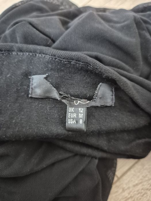 Czarna marszczona sukienka damska mini M używana