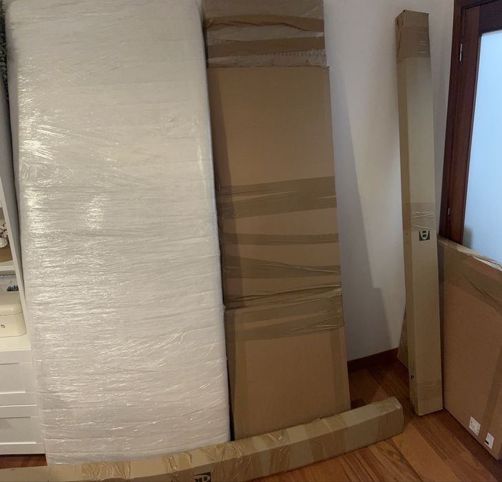 Pack ikea: cama hemnes, armario e colchao afjall