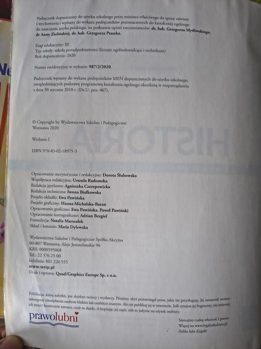 Historia 2 liceum i technikum zakres podstawowy
