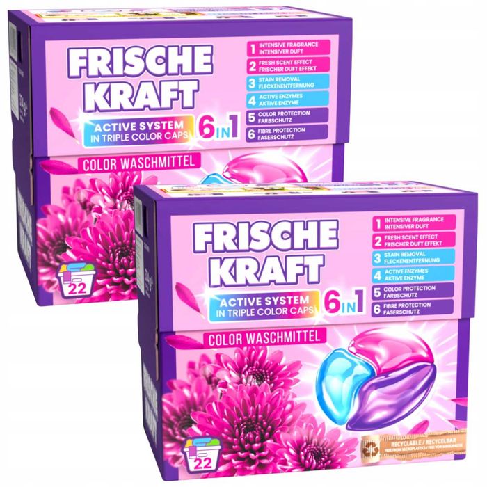 Frische Kraft Color 6w1 Niemieckie Kapsułki do Prania Koloru 44szt