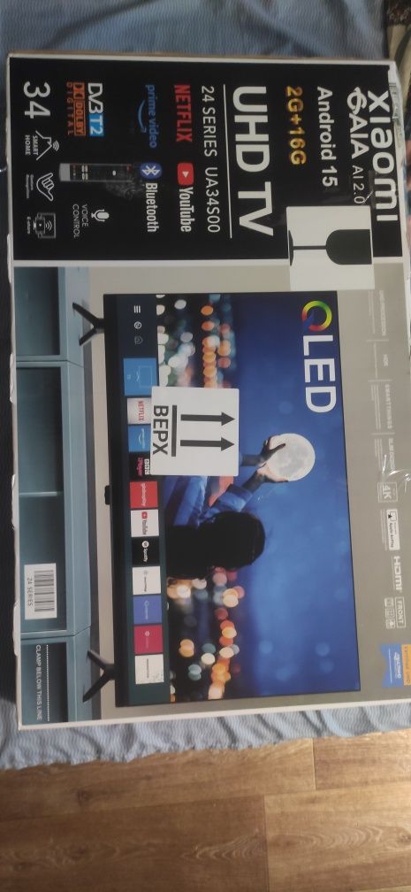 Smart tv 34" xiaomi на андроид 15, голосовой пульт