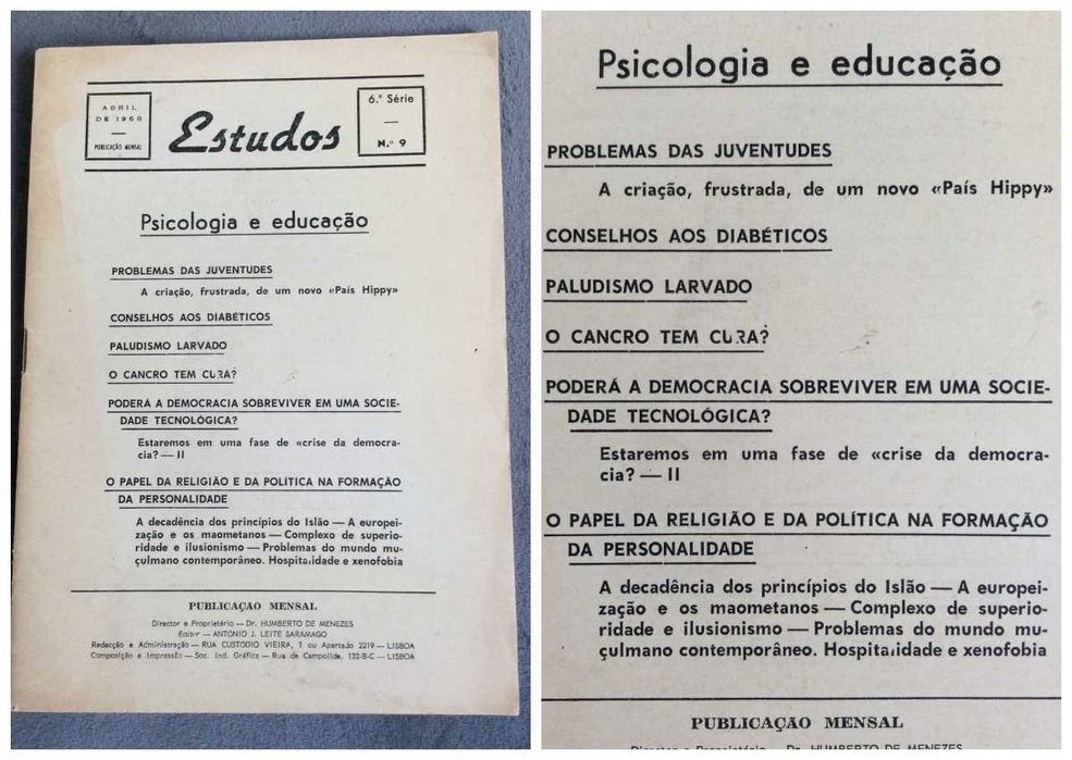 Estudos: Psicologia e educação - 7  Exemplares. Anos 60. Ver sumário