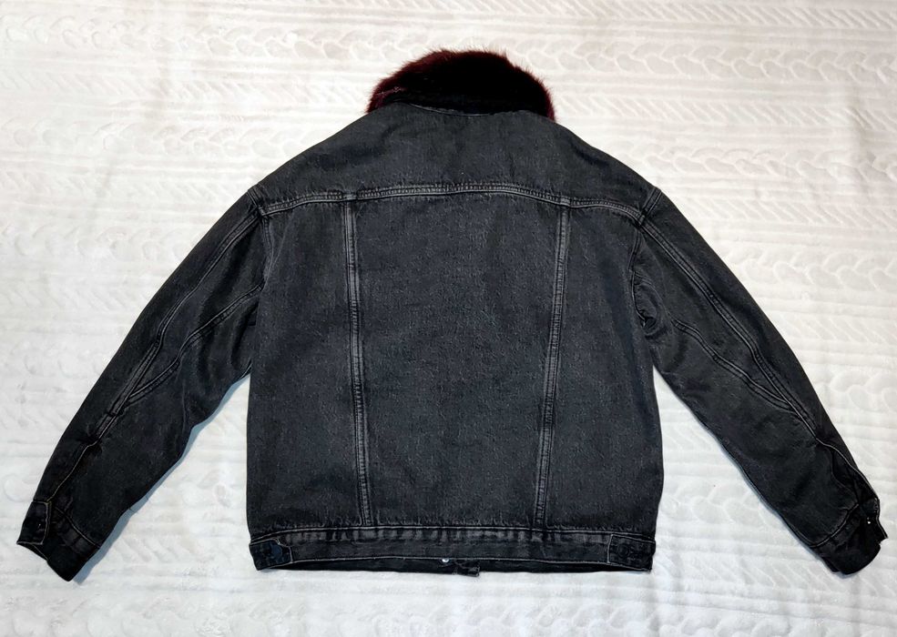 Mango piękna kurtka OCIEPLANA gruba podpinka futrzany Kołnierz Jeans