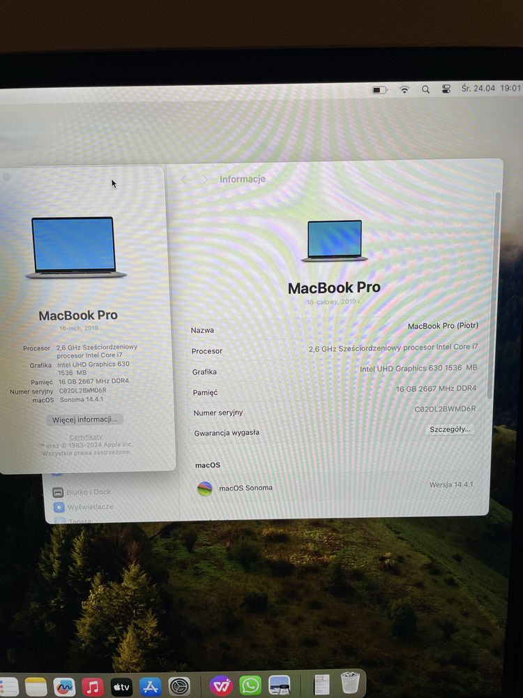 Macbook 16" 2019 16GB RAM 512Gb I7