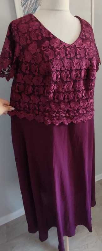 Sukienka bordo koronka mgiełka Gabriela Visconti 52/54