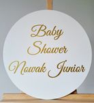 Tablica powitalna Baby shower złoty napis