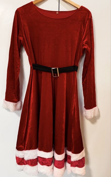 Карнавальный костюм снегурочки, новогоднее красное платье с накидкой